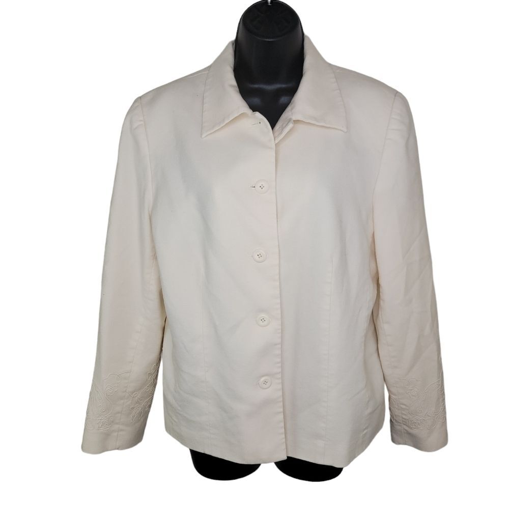 Pendleton ivory wool damask stitching jacket size 16